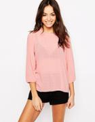 Only High Neck 3/4 Sleeve Top - Blush