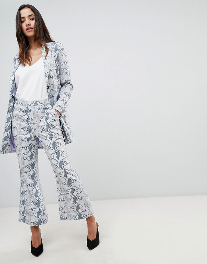 Unique 21 Cropped Flare Pants In Snake Print Two-piece - Gray