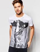 Replay T-shirt Crew Neck Crocodile Print In White - Optical White