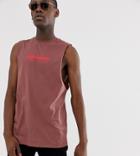 Asos Design Tall Relaxed Fit Tank With Dropped Armhole And Chest Nocturnal Print-red