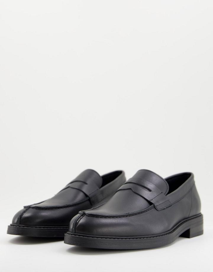 Selected Homme Leather Penny Loafers In Black