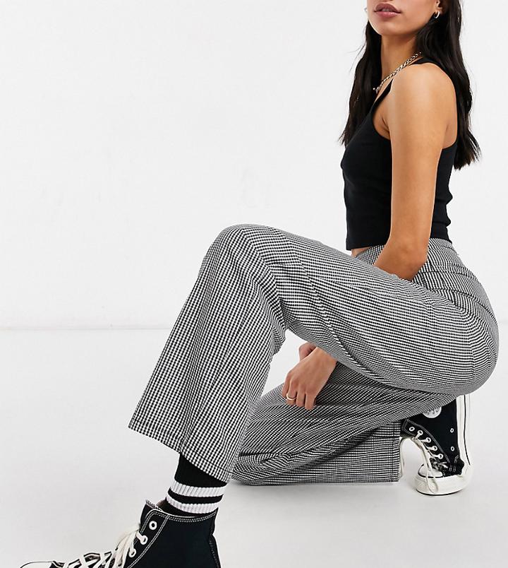 Asos Design Tall Straight Leg Pants In Mono Gingham-multi