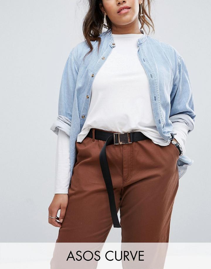 Asos Curve Seat Belt Buckle Belt - Black