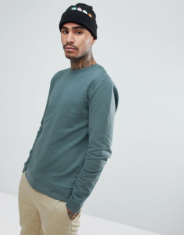 Asos Sweatshirt In Washed Green - Green