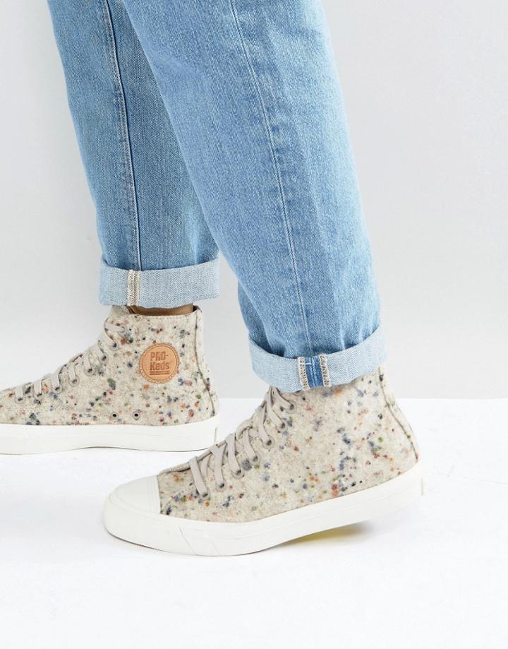 Pro Keds Hi Top Speckled Felt Sneakers - Gray