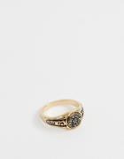 Asos Design Vintage Style Pinky Ring In Gold Tone With Floral Emboss - Gold