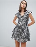 Religion Purity Metallic Sequin Shift Dress - Silver