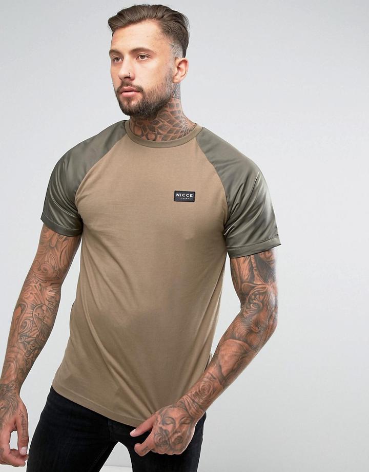 Nicce London T-shirt With Nylon Sleeves - Green