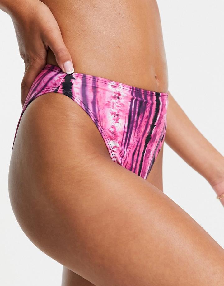 Luxe Palm High Waisted Bikini Bottoms In Purple Tie Dye