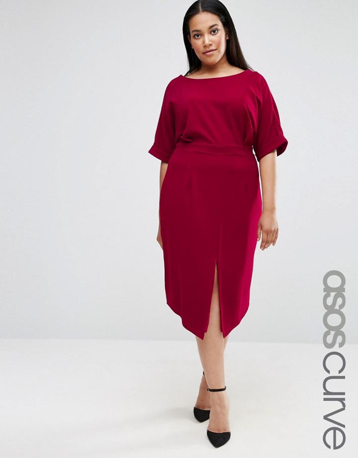 Asos Curve Plain Wiggle Cut Out Back Dress - Purple