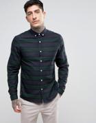 Asos Regular Fit Shirt With Stripes In Green - Green