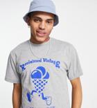 Reclaimed Vintage Inspired Relaxed Organic Cotton T-shirt With 90s Ice Cream Graphic In Gray Heather-grey