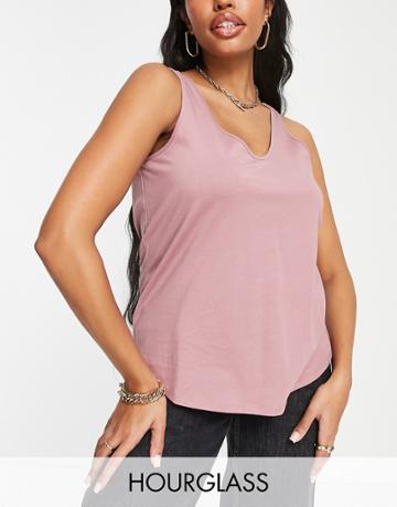 Asos Design Hourglass Ultimate Tank Top With Scoop Neck In Organic Cotton Blend In Mauve-purple