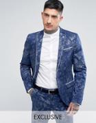 Noose & Monkey Super Skinny Blazer With Piping - Blue