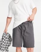 Asos Design Boxy Chino Shorts In Charcoal-grey