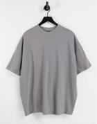 Asos Design Pique Oversized T-shirt In Washed Black-grey