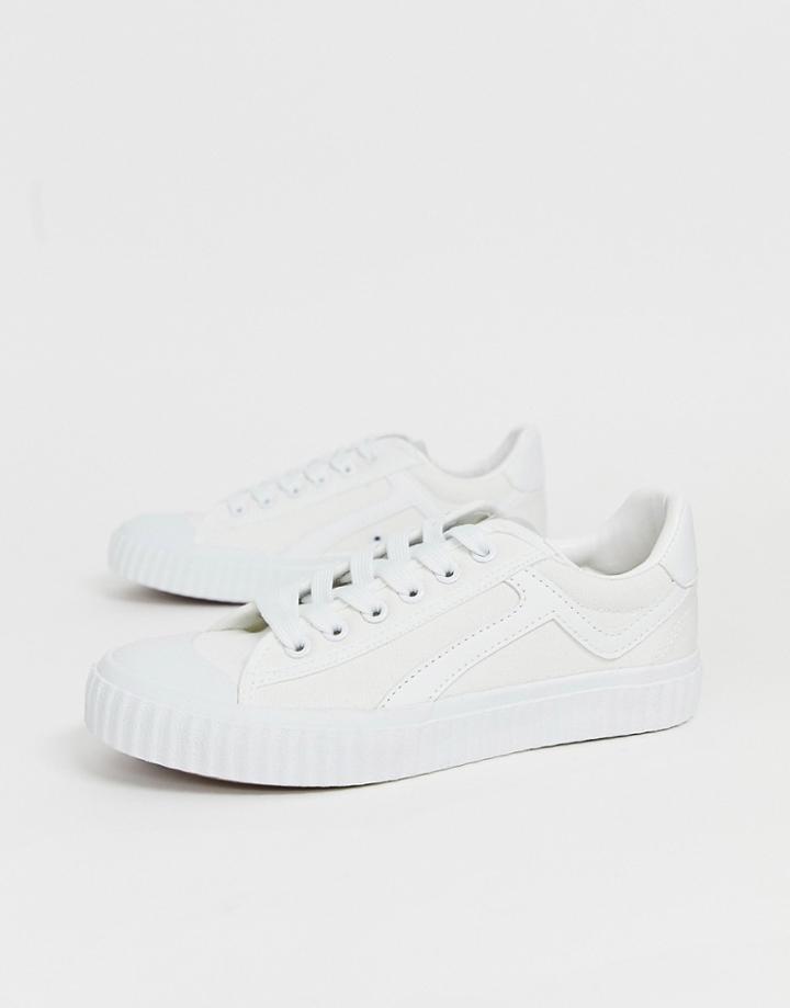 Selected Femme Canvas Sneaker With Ribbed Sole - White