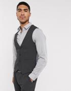Asos Design Wedding Super Skinny Suit Suit Vest In Charcoal Four Way Stretch-grey