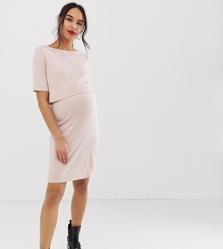 New Look Maternity Nursing Dress In Nude - Pink