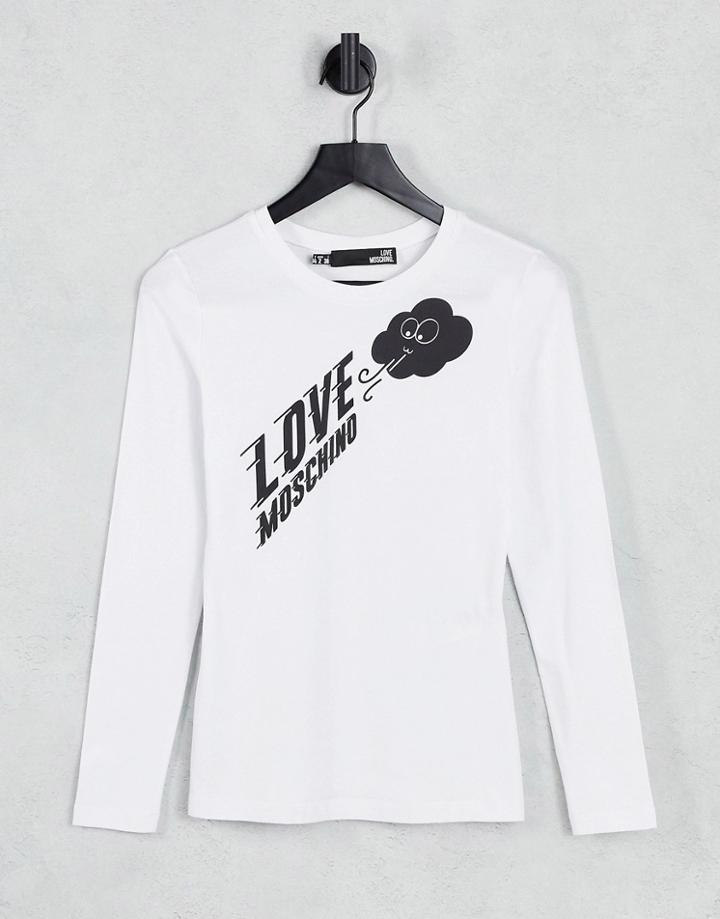 Love Moschino Cloud Logo Jersey Top In White