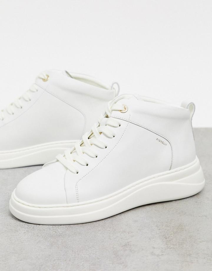 Fiorelli Pippa Leather High Top Sneakers In Cream-white