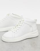 Fiorelli Pippa Leather High Top Sneakers In Cream-white