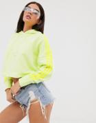Adidas Originals Adicolor Cropped Hoodie In Neon Yellow - Yellow