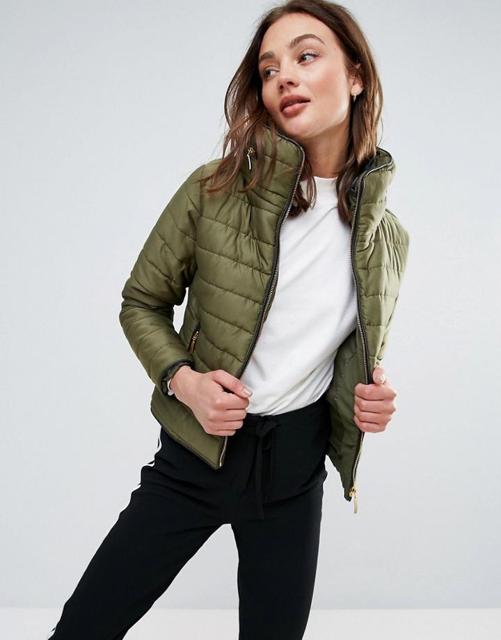 Daisy Street Padded Jacket - Green