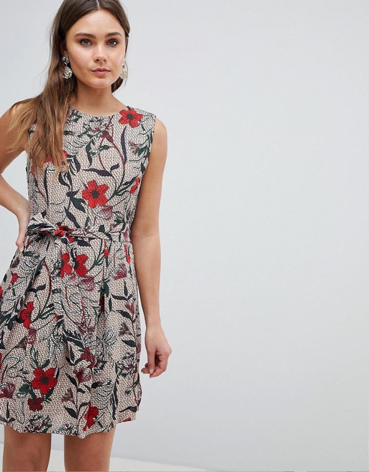 Yumi Antique Floral Pleated Dress - Multi