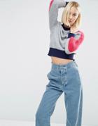 Asos Sweater With Contrast Block Sleeve - Multi