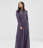 Glamorous Tall Maxi Dress With High Neck In Mini Check-purple