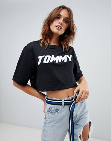 Tommy Hilfiger X Gigi Hadid Racing Mesh Crop Top - Black
