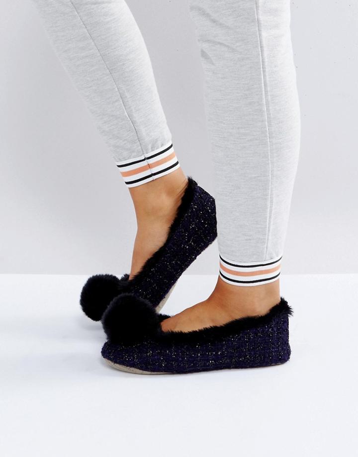 Carvela Pompom Slipper - Navy