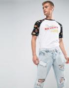 Asos Relaxed Raglan T-shirt With Big Papi's Pizza Print - White