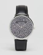 Reclaimed Vintage Ditsy Floral Leather Watch In Black - Black