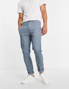 Asos Design Slim Chinos In Blue-blues