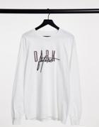 Asos Dark Future Long Sleeve T-shirt In White With Front And Back Logo