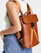Smith & Canova Leather Backpack In Tan-brown