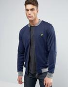 Lyle & Scott Tricot Bomber Eagle Logo Contrast Rib In Navy - Navy