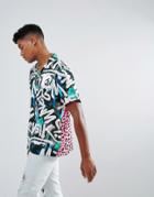 Asos X Mtv Oversized Graffiti Leopard Print Shirt - White