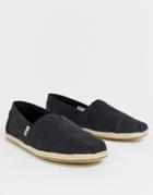 Toms Espadrilles In Black Linen With Rope Detail - Black