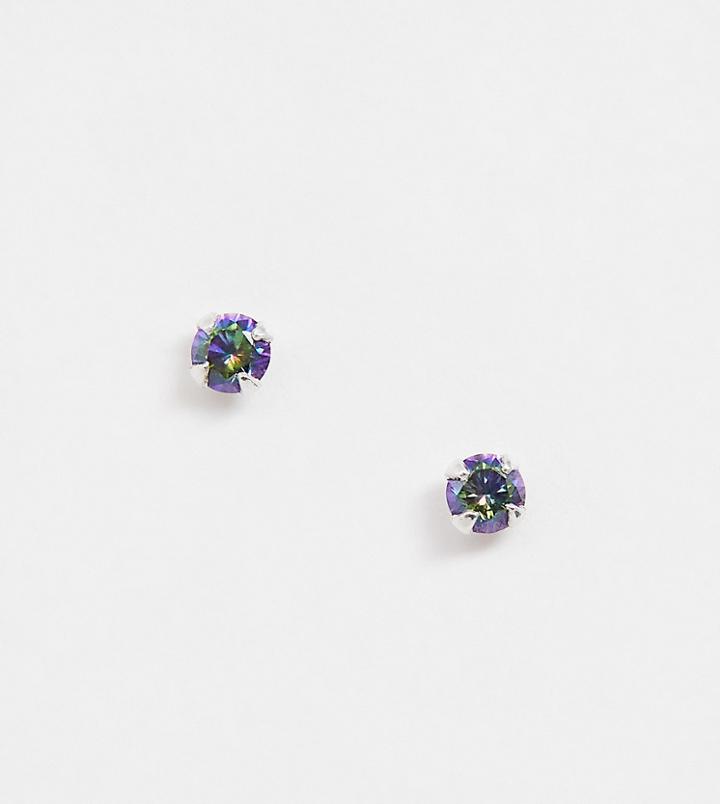 Kingsley Ryan Sterling Silver Iridescent Black Stone Stud Earrings - Black