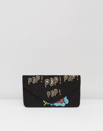 Clutch Me By Q Hand Beaded Striped Pow Pop Clutch - Multi