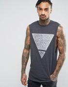 Asos Oversized Sleeveless T-shirt With Dropped Armhole With Burn Out Triangle - Gray