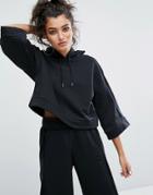Puma Cropped Hoodie With Wide Sleeves In Black - Black