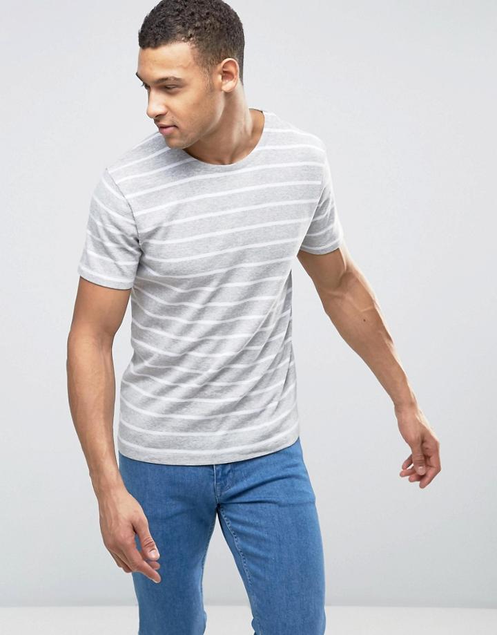 Selected Homme Stripe Tee - Gray