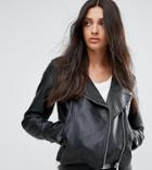 Asos Tall Ultimate Leather Look Biker Jacket - Black