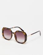 Svnx Oversized Hexagon Sunglasses In Tortoiseshell-brown