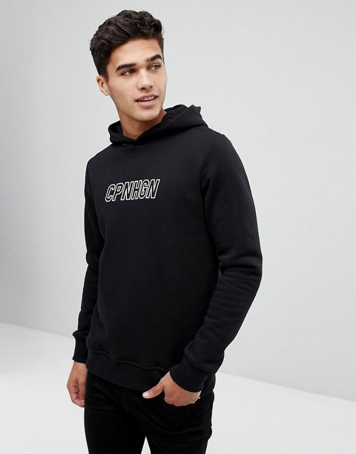 Jack & Jones Originals Hoodie With Checkerboard Hood Detail - Black