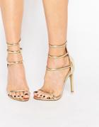 Public Desire Nikki Gold Strappy Heeled Sandals - Gold